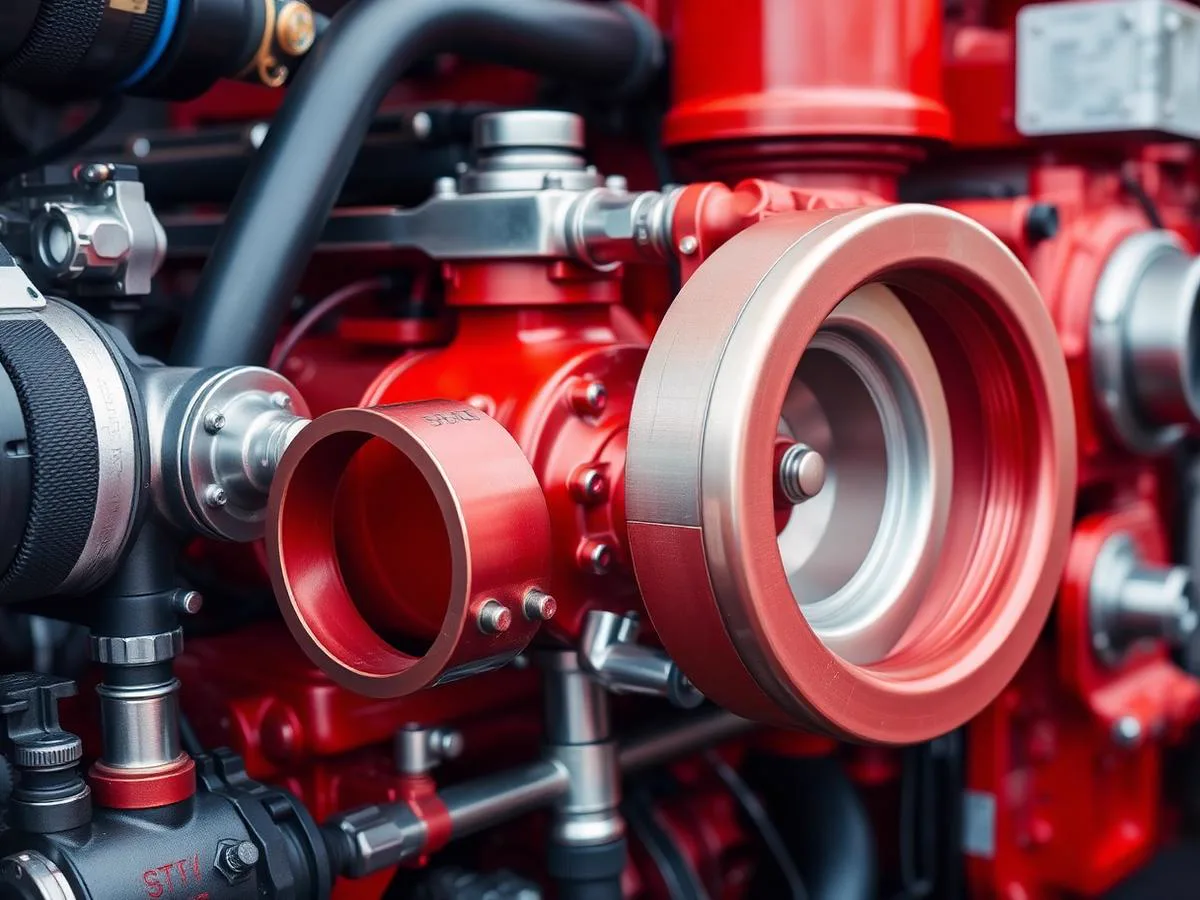 Detalhe de motor diesel Cummins marítimo